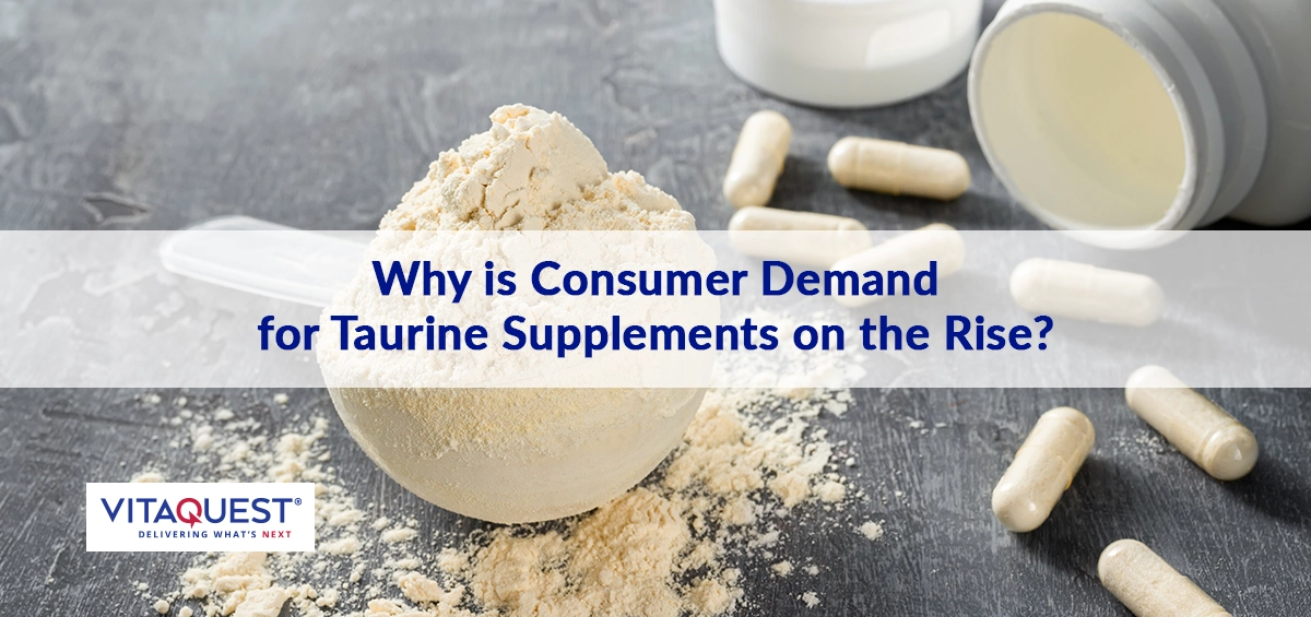 taurine capsules and powdered supplements in a scoop