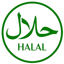 Green and white Halal certification logo.