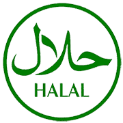 Green and white Halal certification logo.