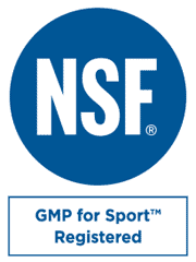 NSF Certified logo with text "GMP Registered Dietary Supplements"