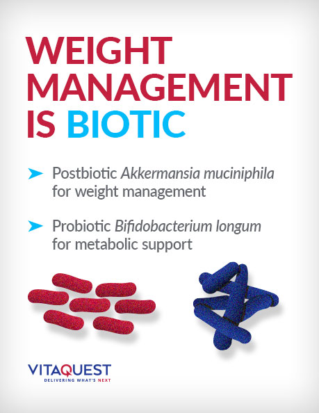 A graphic communicating that specific probiotic strains promote weight management and metabolic support. A graphic communicating that specific probiotic strains promote weight management and metabolic support.