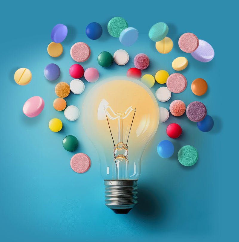 Chewable tablet lightbulb retouch crop mobile